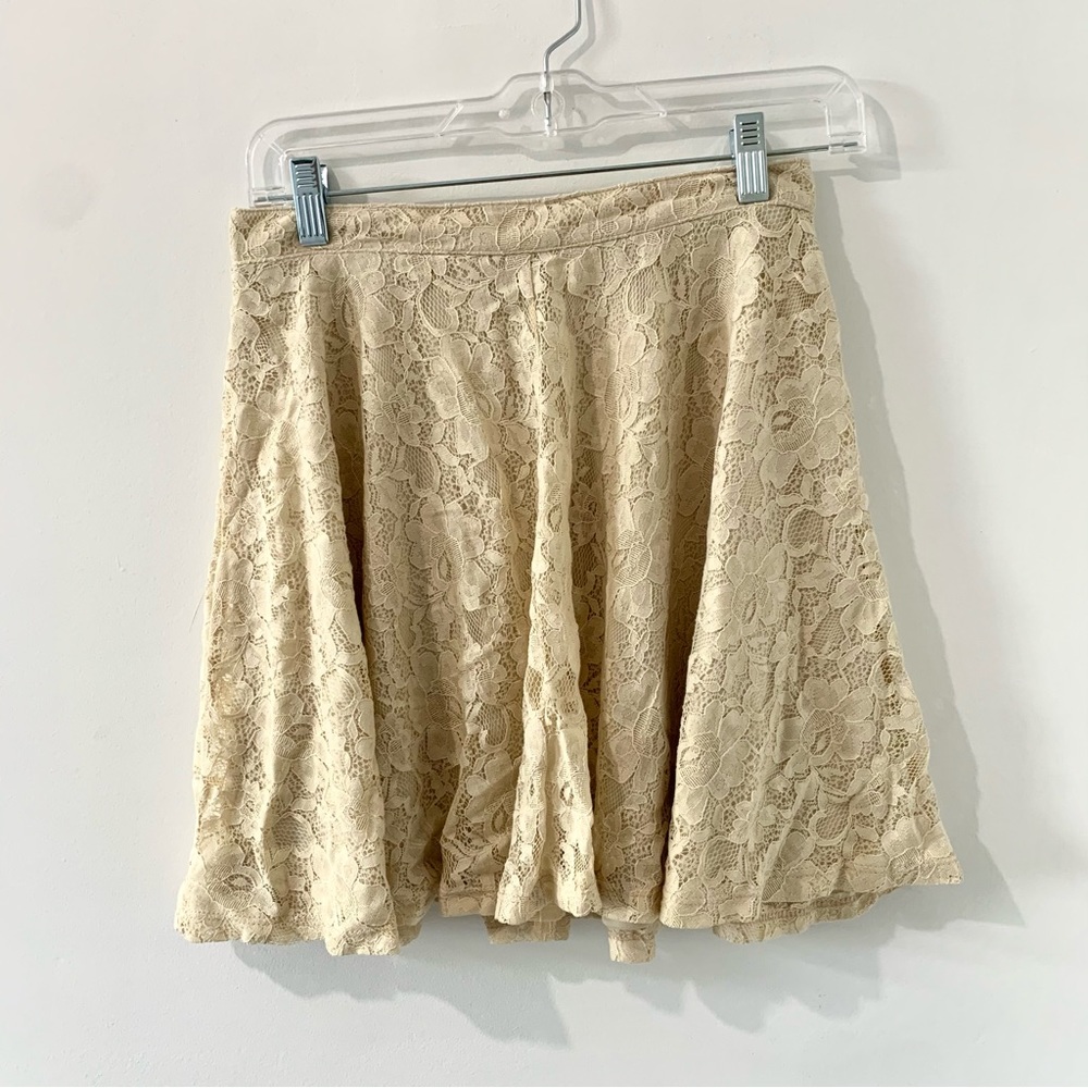 COLLECTIVE CREAM LACE MINI SKATER SKIRT